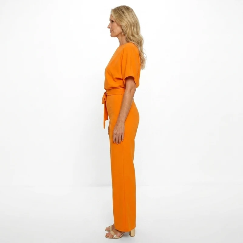 Combinaison pantalon large — manches courtes et ceinture — quotidien