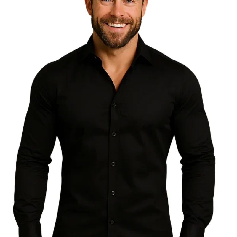 Chemise boutonnée homme — manches longues et col pointu — cérémonie