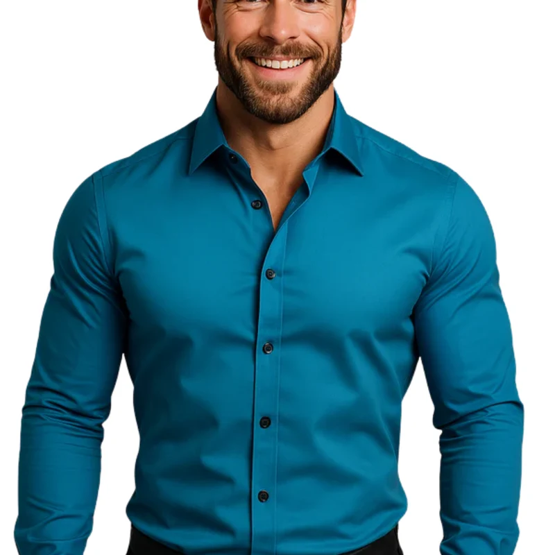 Chemise boutonnée homme — manches longues et col pointu — cérémonie