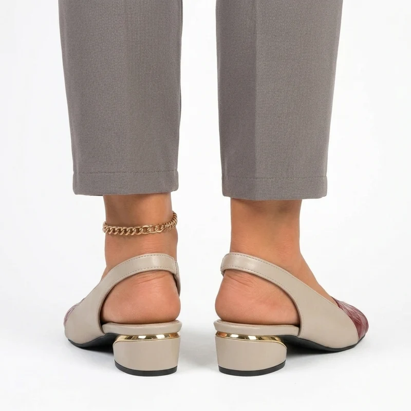 Nu-pieds slingback femme — talon carré et bout ouvert — bureau