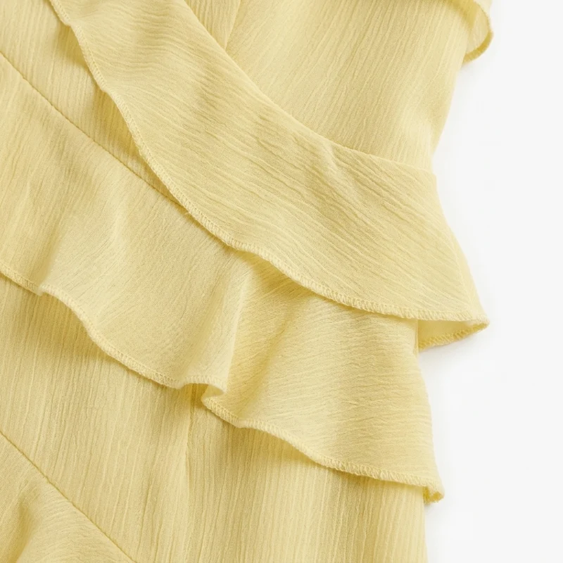 Robe longue à étages femme — col licou V pour soirée et fête — vacances