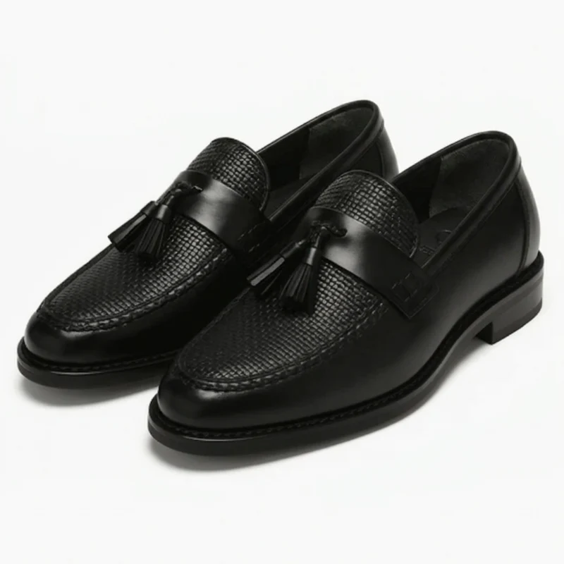 Souliers tressés homme — mocassins slip-on pour le bureau
