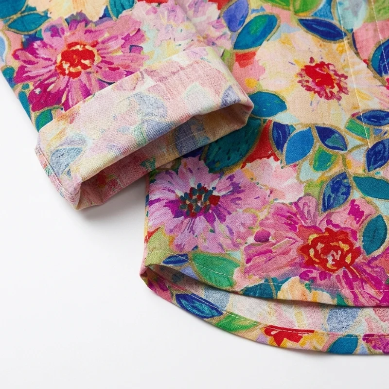 Blouse imprimée fleurs — manches trois-quarts boutonné — loisirs