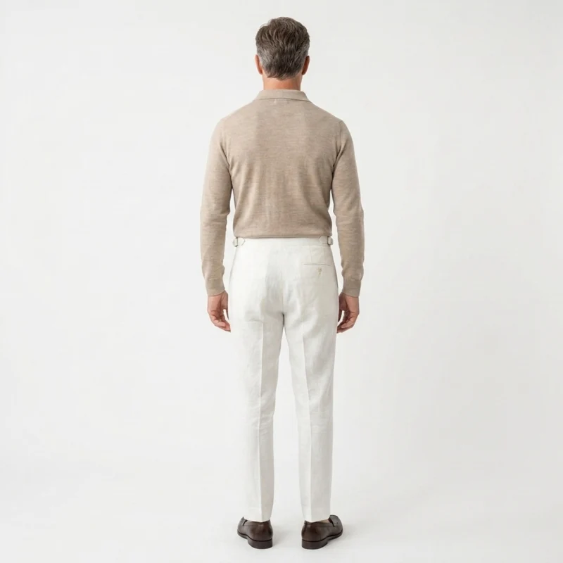 Pantalon habillé homme — 100 % lin — double pli — cérémonies formelles