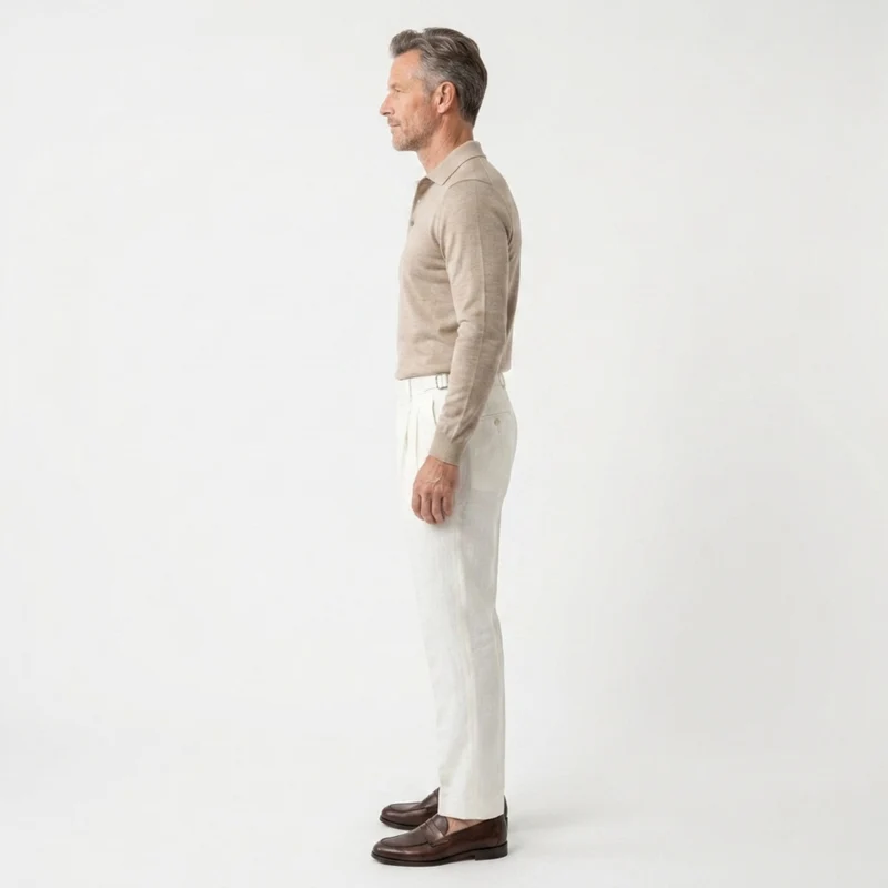 Pantalon habillé homme — 100 % lin — double pli — cérémonies formelles