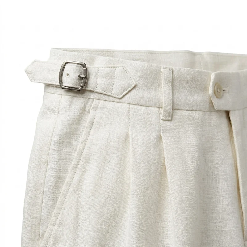 Pantalon habillé homme — 100 % lin — double pli — cérémonies formelles