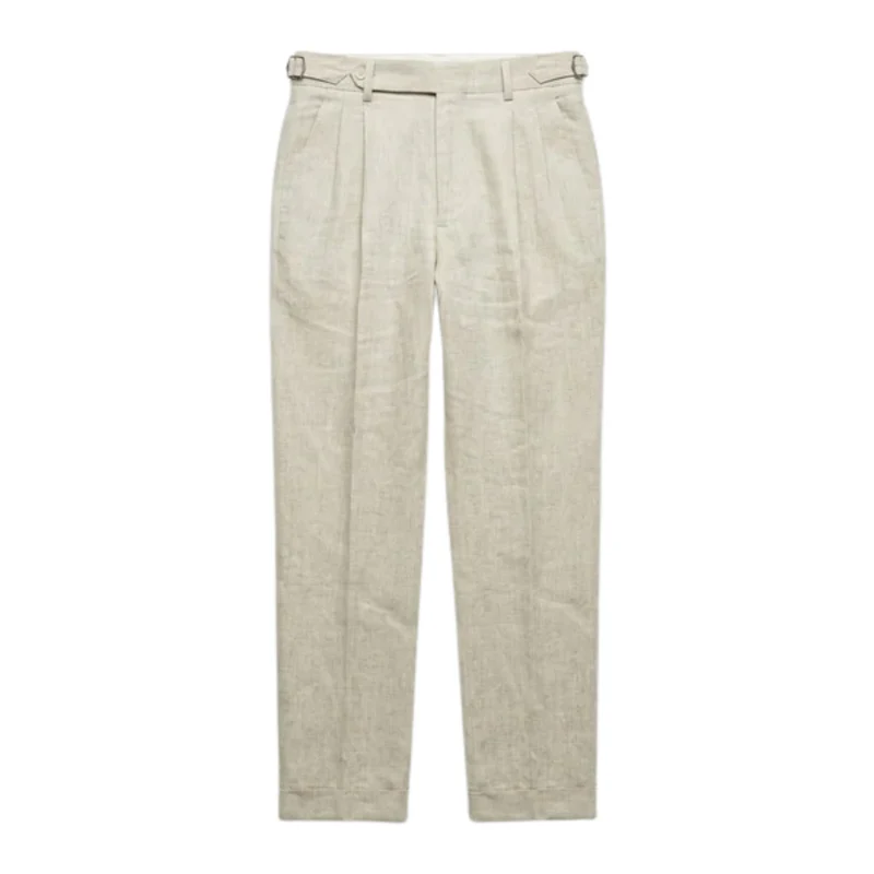 Pantalon habillé homme — 100 % lin — double pli — cérémonies formelles