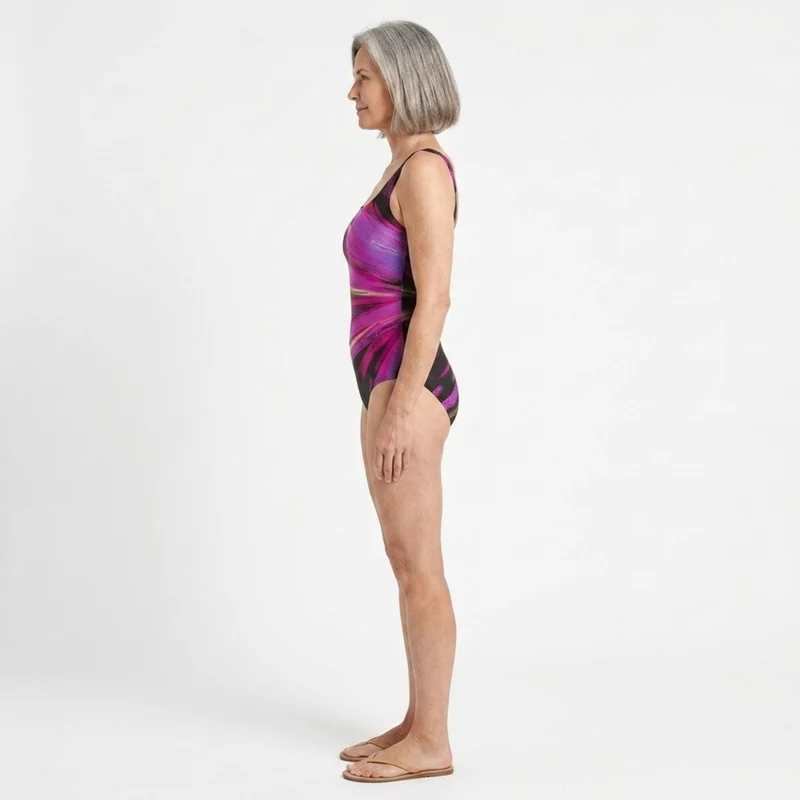 Maillot de bain femme — gainant col carré — vacances et piscine