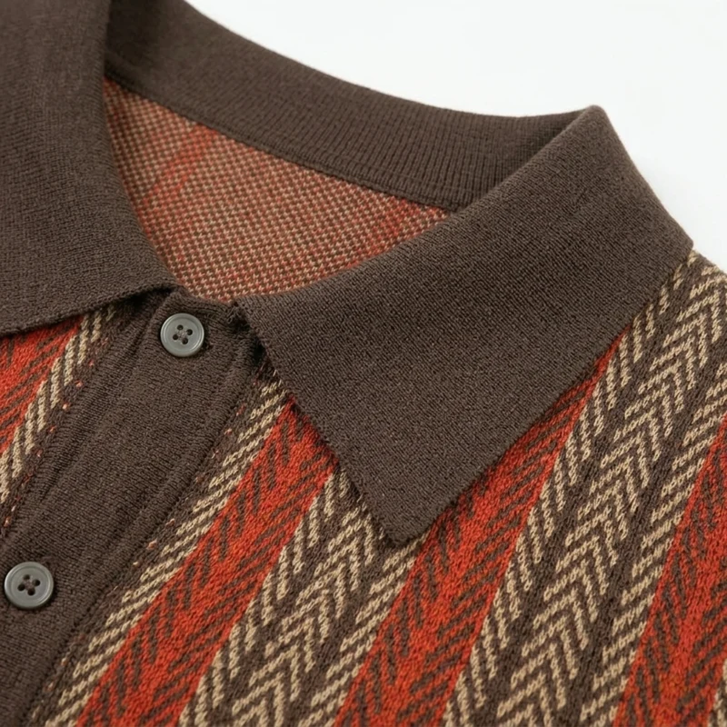Polo en maille homme — rayures verticales — style décontracté resort