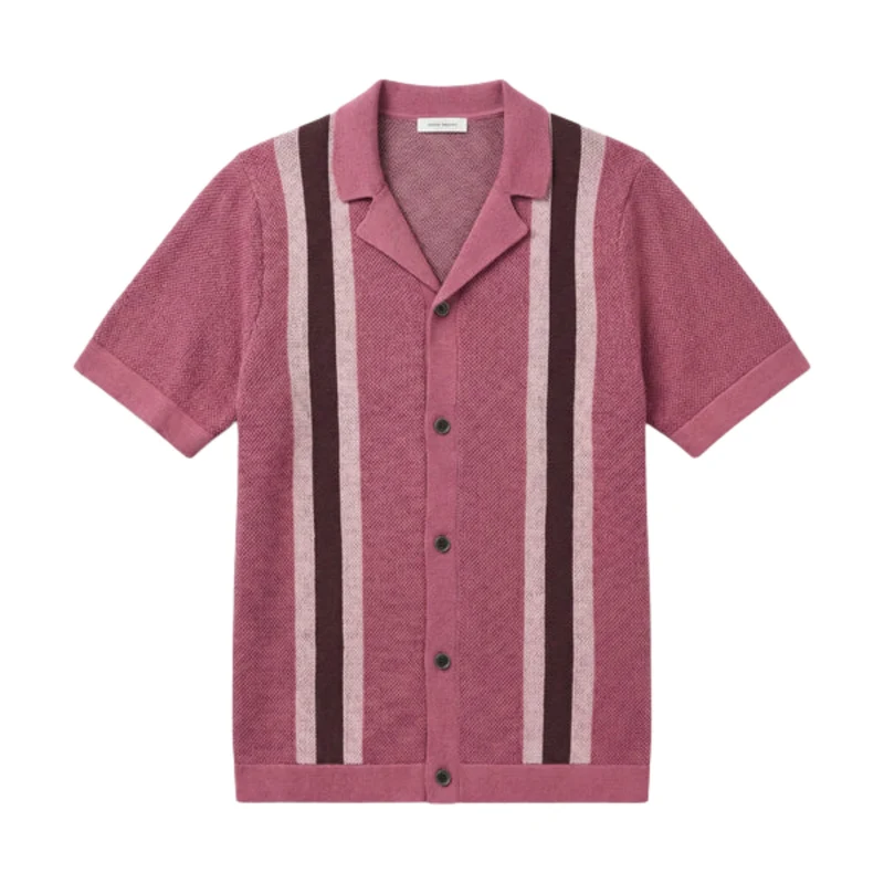 Polo en maille homme — rayures verticales — style vintage bord de mer