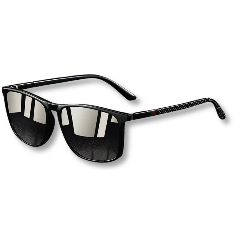 Lunettes de Soleil Polarisées Carrées avec Branches Antidérapantes et Charnières à Ressort