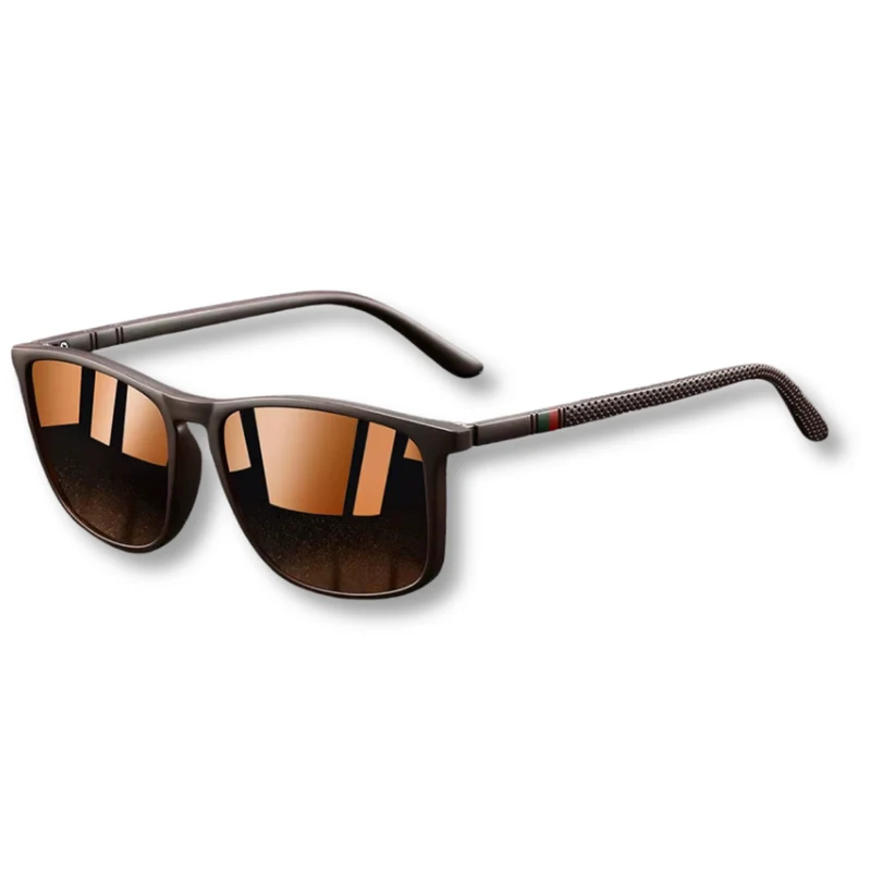 Lunettes de Soleil Polarisées Carrées avec Branches Antidérapantes et Charnières à Ressort