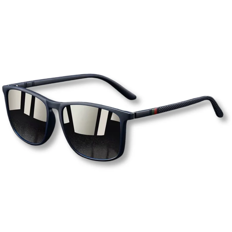 Lunettes de Soleil Polarisées Carrées avec Branches Antidérapantes et Charnières à Ressort