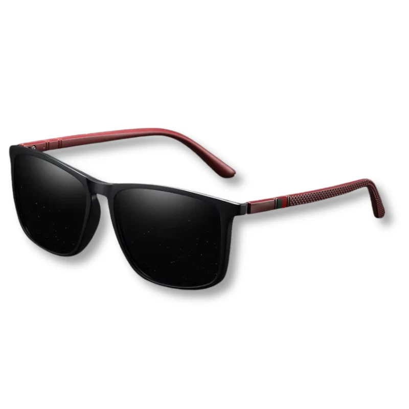 Lunettes de Soleil Polarisées Carrées avec Branches Antidérapantes et Charnières à Ressort