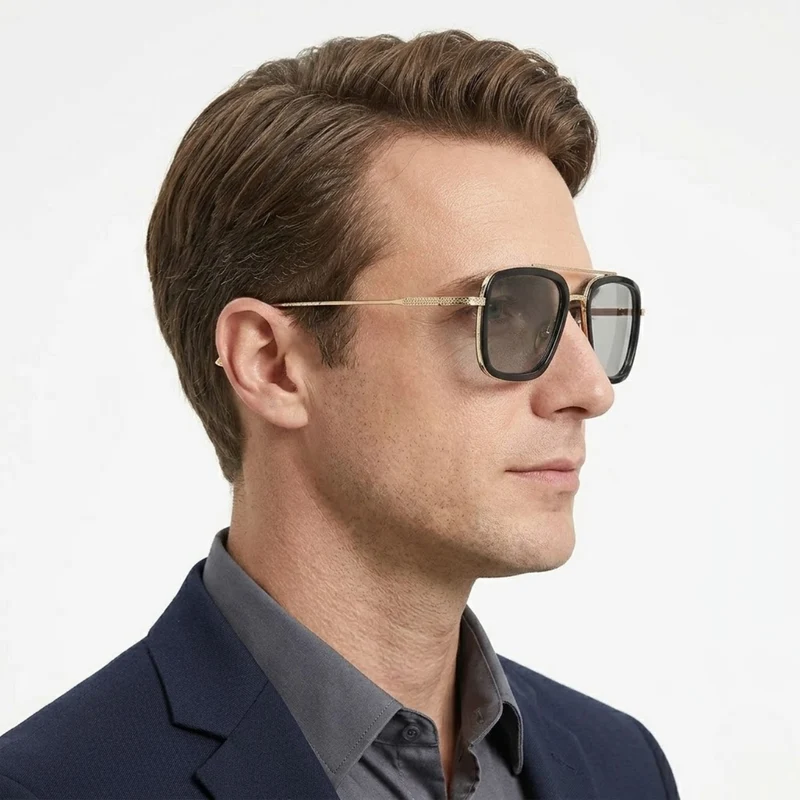 Lunettes aviateur carrées avec monture légère et verres de protection UV