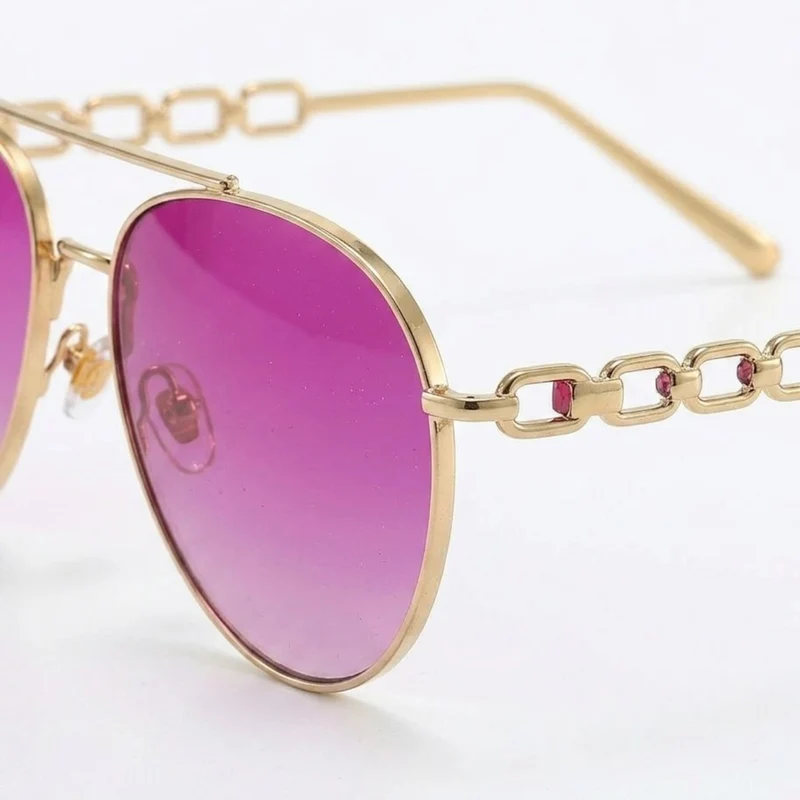 Lunettes aviateur pour femmes avec branches en chaîne et verres dégradés