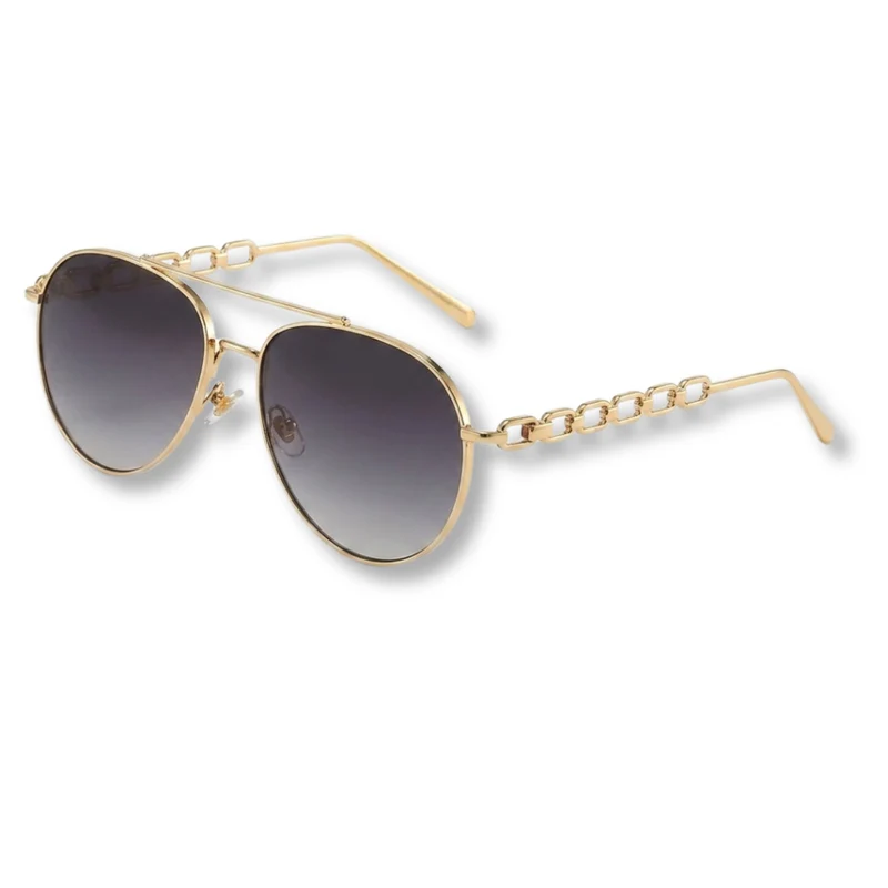 Lunettes aviateur pour femmes avec branches en chaîne et verres dégradés