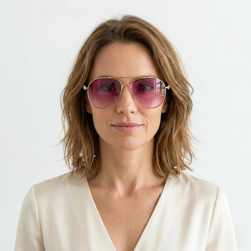 Lunettes aviateur pour femmes avec branches en chaîne et verres dégradés