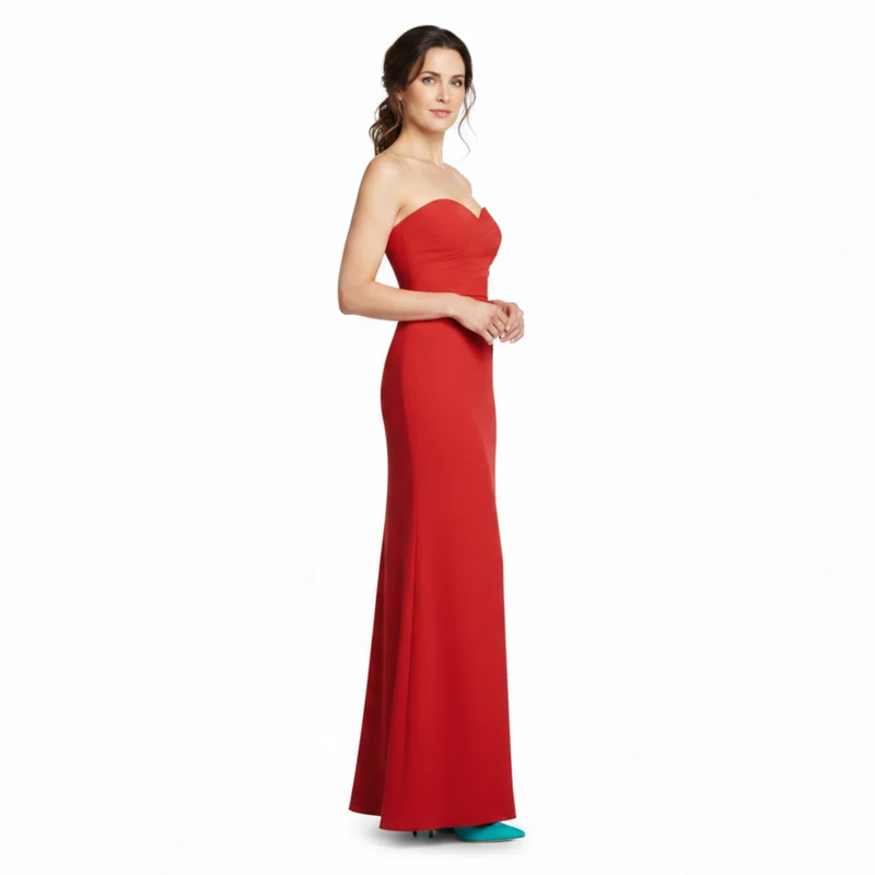 Robe de Cérémonie pour Femme en Mousseline à Coupe Fourreau et Fente Latérale