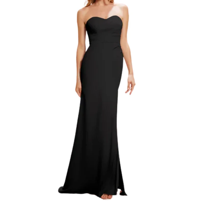 Robe de Cérémonie pour Femme en Mousseline à Coupe Fourreau et Fente Latérale