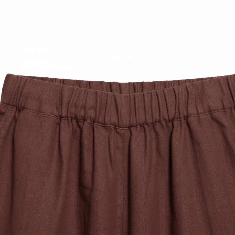 Pantalon Large en Lin pour Femme avec Taille Élastiquée et Coupe Courte