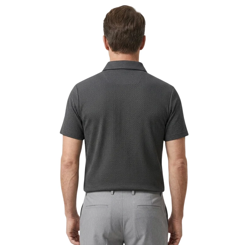 Polo homme à texture gaufrée et manches courtes — bureau & détente