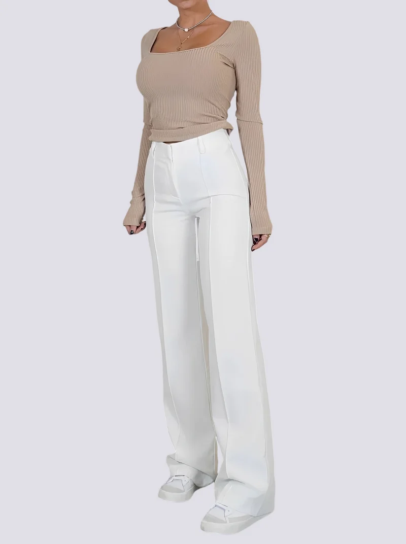 Amelie - Pantalon formel taille haute à jambe droite