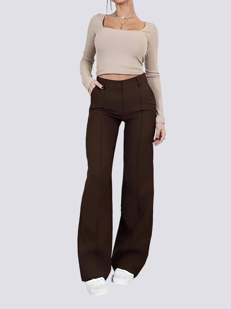 Amelie - Pantalon formel taille haute à jambe droite