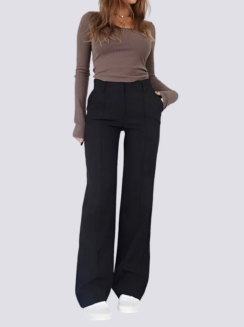 Amelie - Pantalon formel taille haute à jambe droite