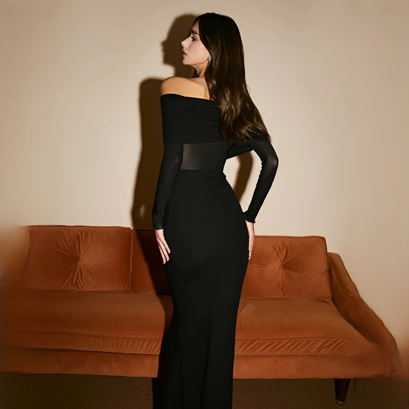 Ermanda - Élégante robe longue à épaules dénudées