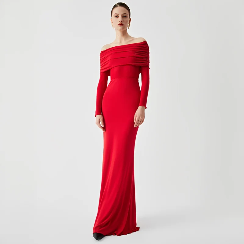 Ermanda - Élégante robe longue à épaules dénudées