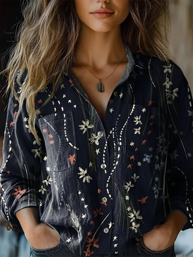 Jasmin - Blouse colorée à manches longues