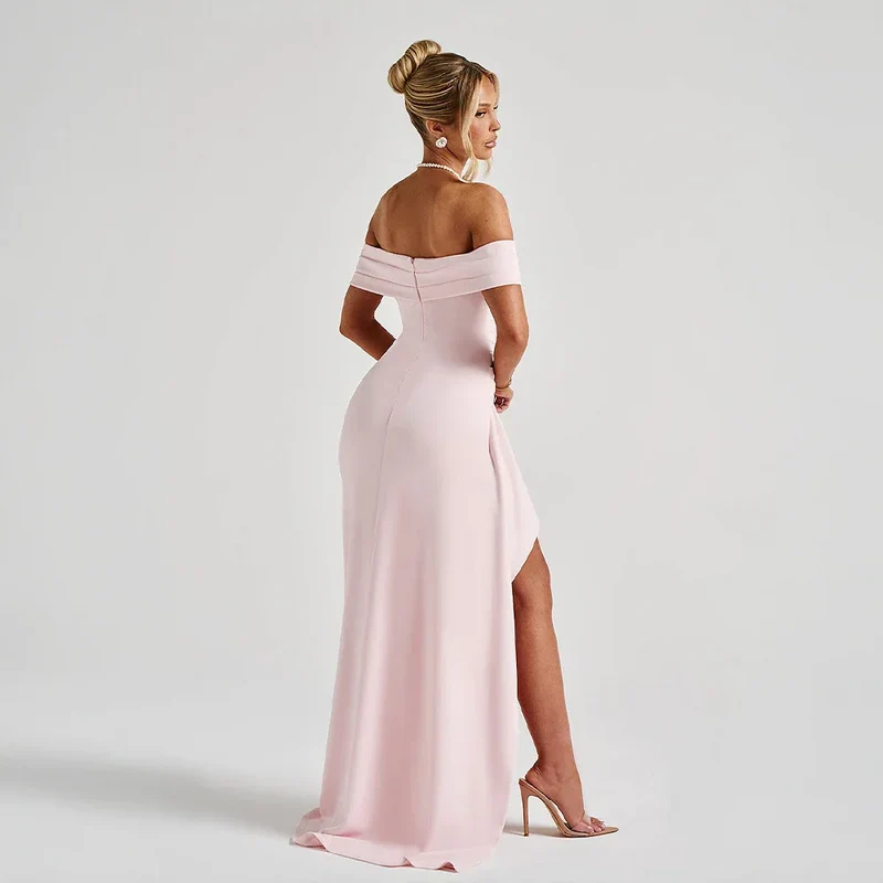 Robe Maxi Fendue Épaules Dénudées