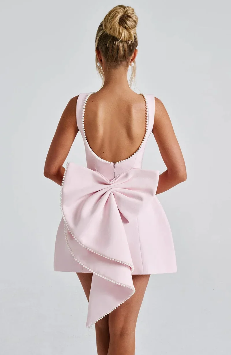 Robe de cocktail pour femme à dos noué