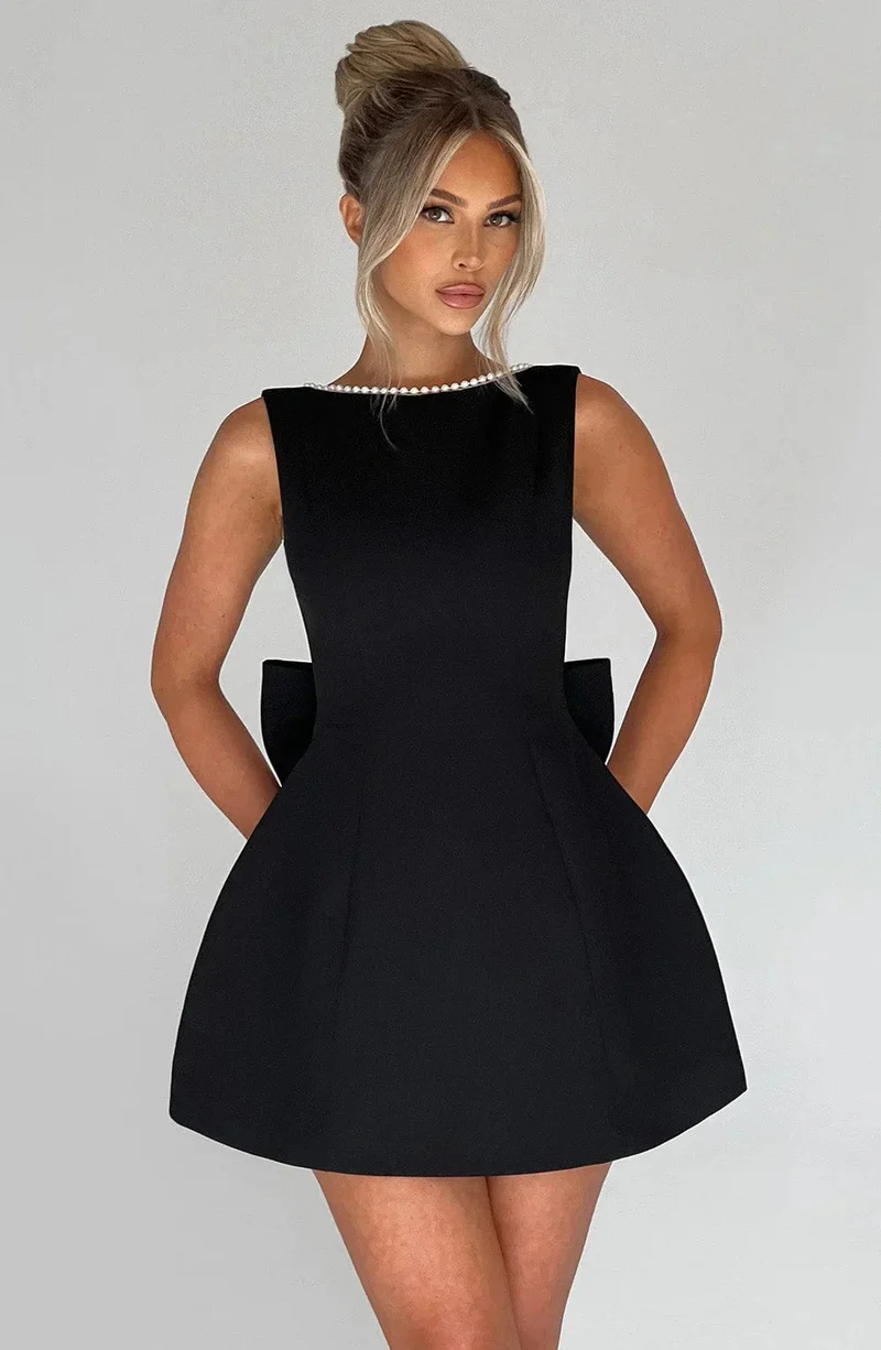 Robe de cocktail pour femme à dos noué