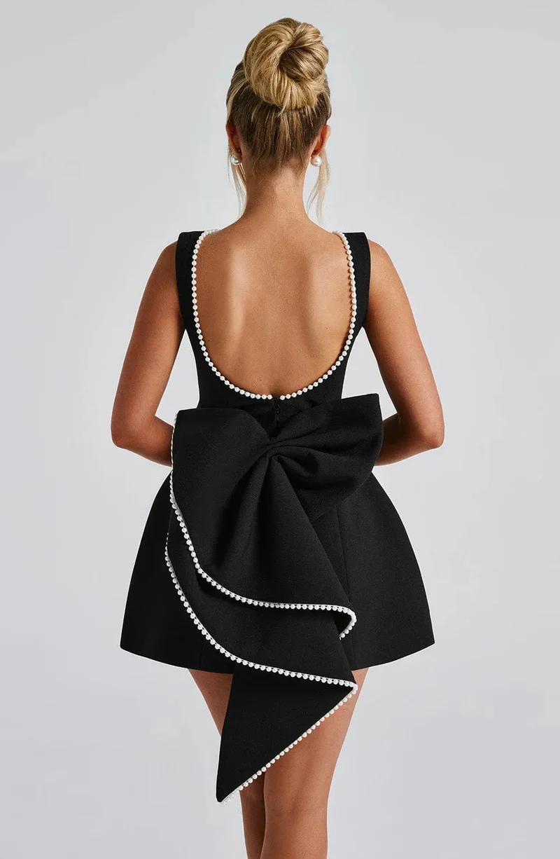 Robe de cocktail pour femme à dos noué