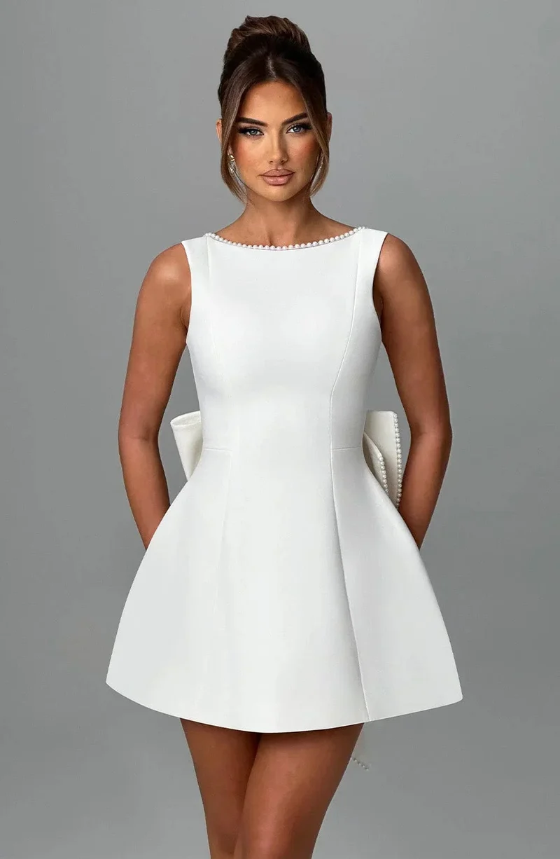 Robe de cocktail pour femme à dos noué