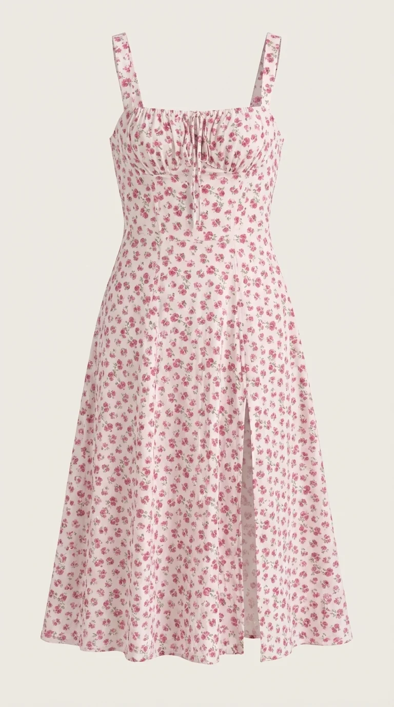 Robe midi fleurie pour femmes, idéale pour les invitées de mariage