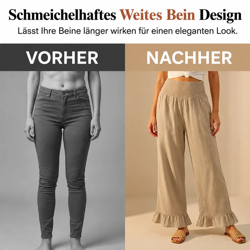 Pantalon large bohème avec ourlet à volants