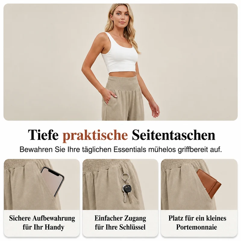 Pantalon large bohème avec ourlet à volants