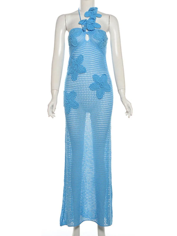Sophie Paris | Robe élégante en tricot ajouré sans manches
