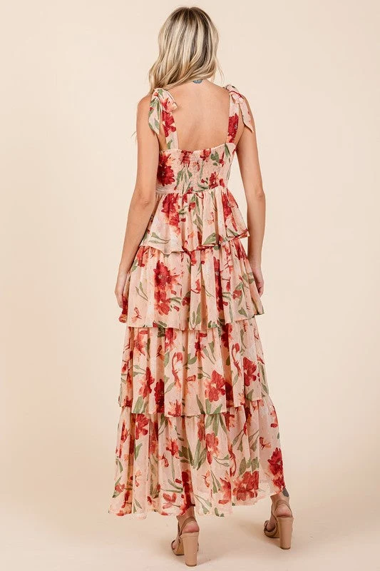 Sophie Paris | Robe longue d'été à col cœur superposée à fleurs