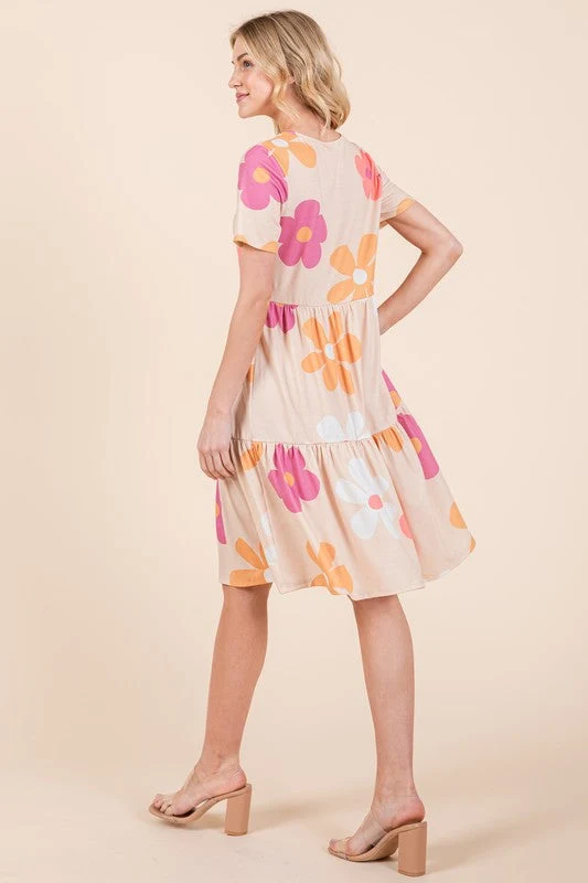 Sophie Paris | Robe à volants Bombom Floral avec col rond