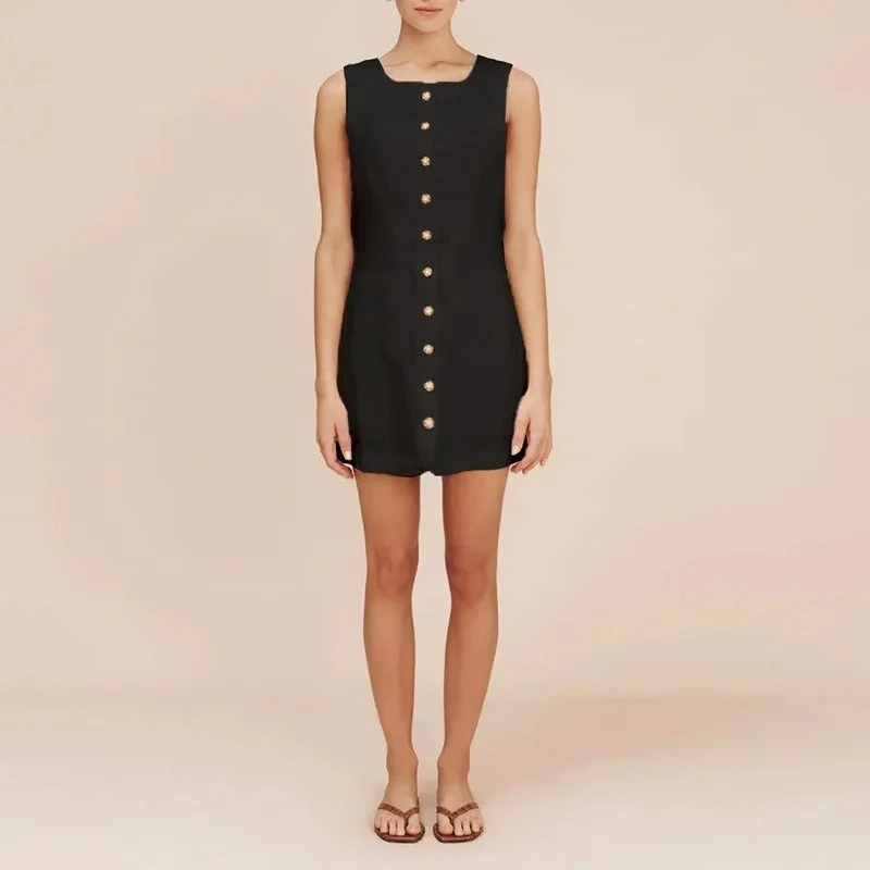 Sophie Paris | Robe droite sans manches à boutons