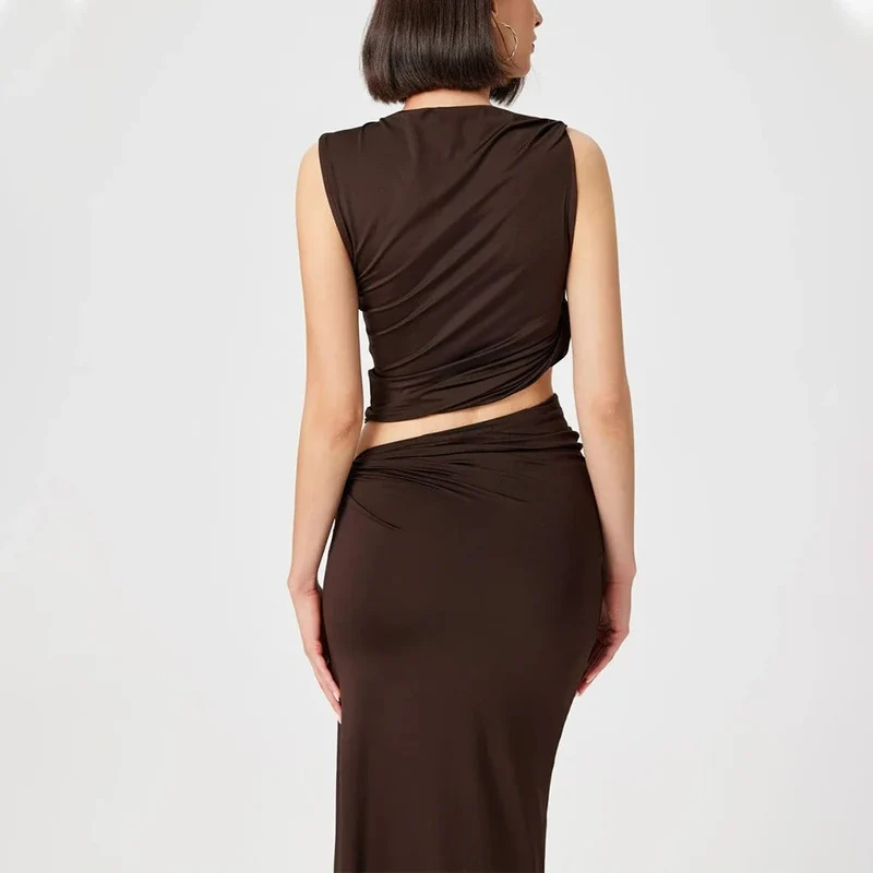 Sophie Paris | Robe longue drapée asymétrique
