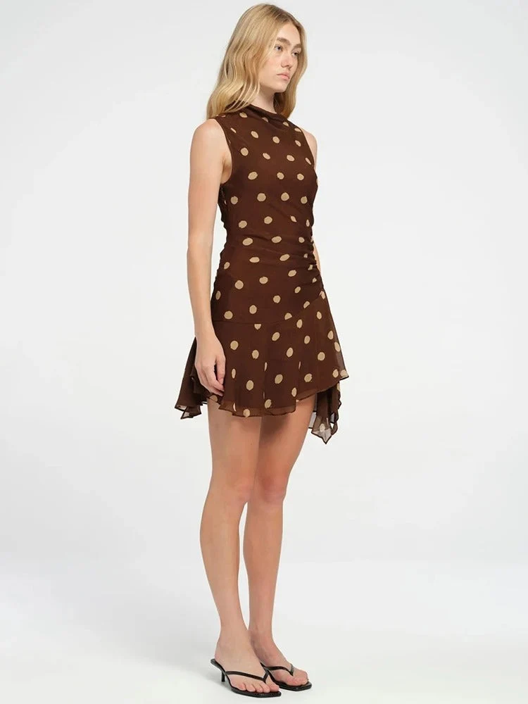 Sophie Paris | Robe asymétrique à pois sans manches