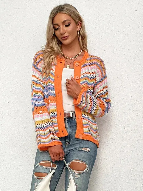 Sophie Paris | Cardigan Coloré en Tricot à Motifs