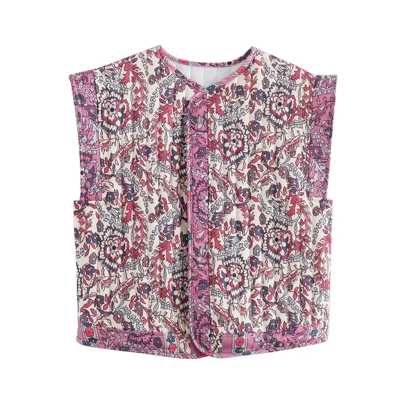 Sophie Paris I Gilet en coton matelassé avec motif brodé