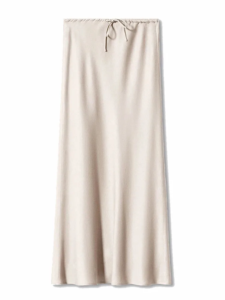 Sophie Paris I Jupe longue en satin taille haute