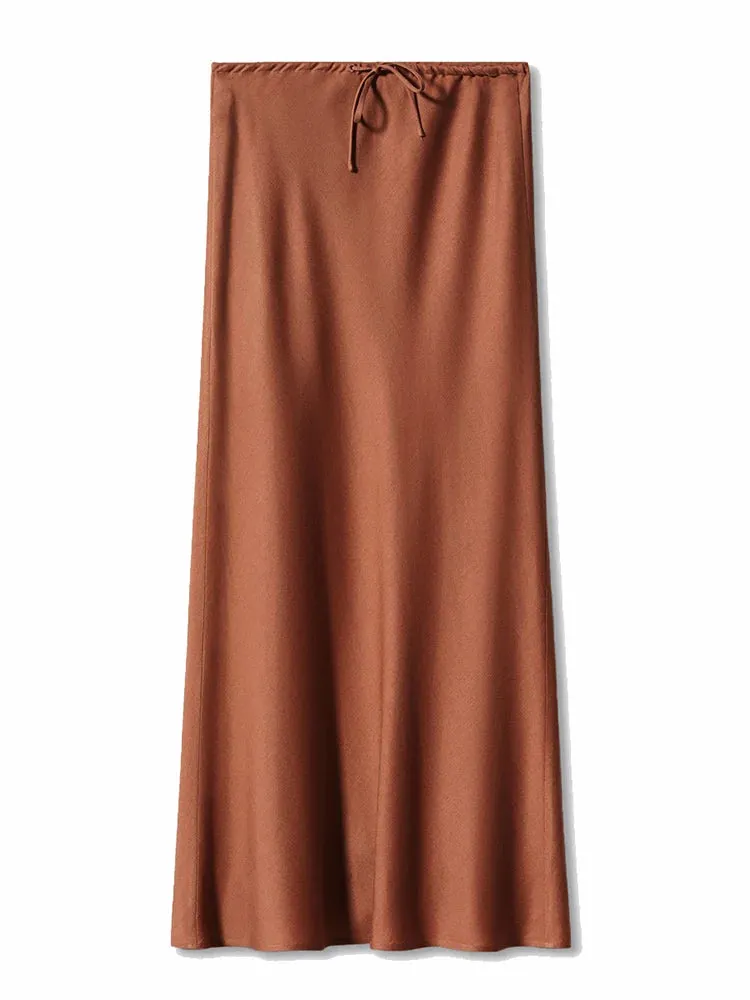 Sophie Paris I Jupe longue en satin taille haute